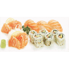 JM10. (SSR) 3 Sushi Saumon & 6 Sashimi Saumon & 6 California Saumon et Avocat