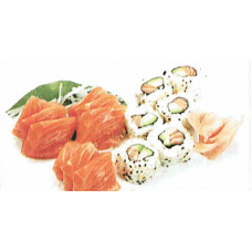 JM20. (SSR) 9 Sashimi Saumon & 6 California Saumon