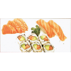 JM3. (SSR) 2 Sushi Saumon & 4 Sashimi Saumon & 6 California Saumon et Avocat